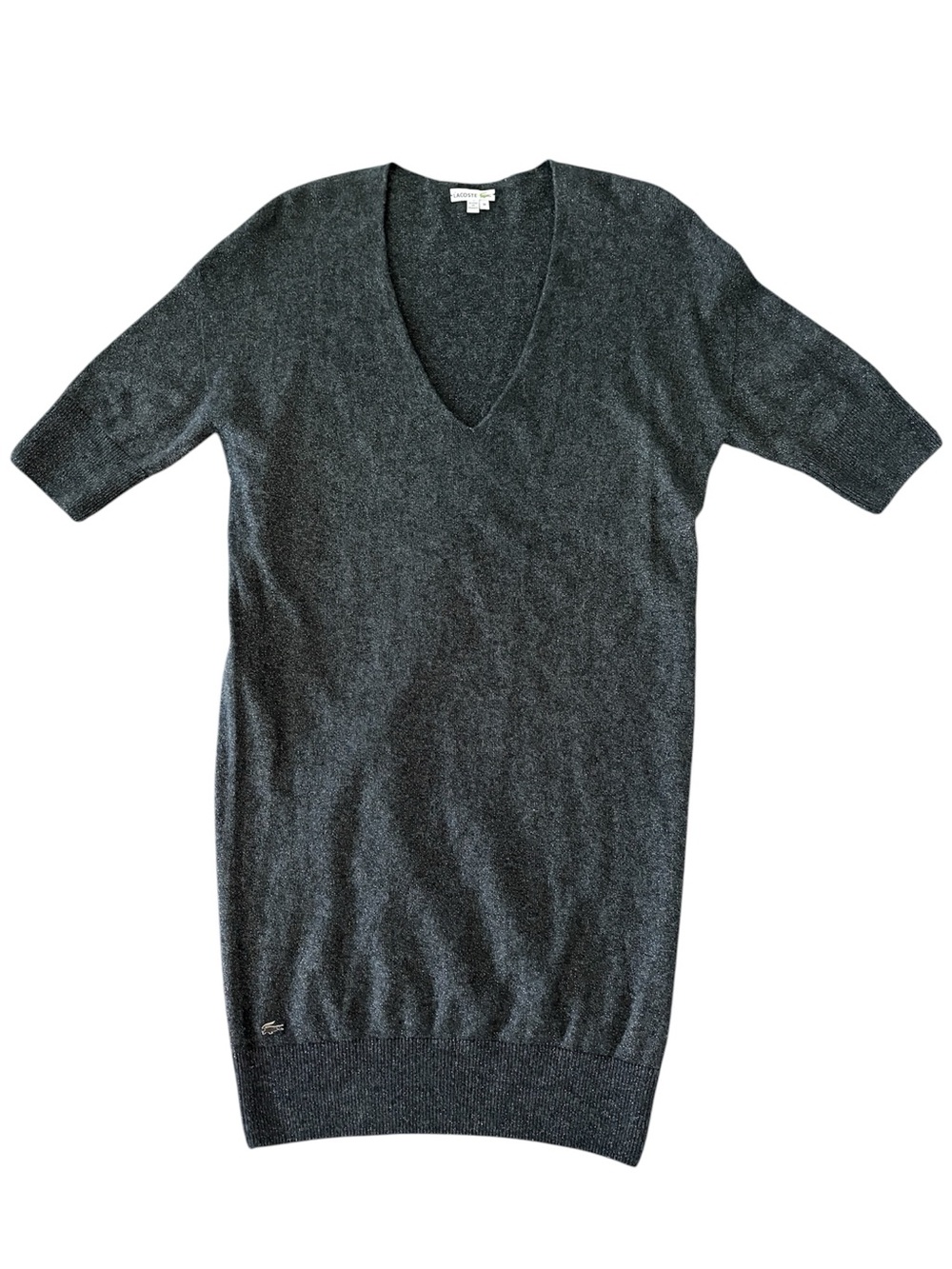Vintage Lacoste Metallic Lurex Cashmere Wool Sweater Dress Tunic - Medium